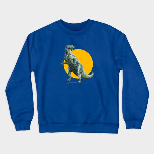 Iguanodon Cut Out (with Orange Disc) Crewneck Sweatshirt by davidroland